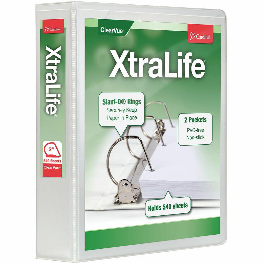 Cardinal Xtralife ClearVue Locking Slant-D Binders - 2" Binder Capacity - Letter - 8 1/2" x 11" Sheet Size - 540 Sheet Capacity - 2 1/2" Spine Width - 3 x D-Ring Fastener(s) - 2 Inside Front & Back Po. Picture 8