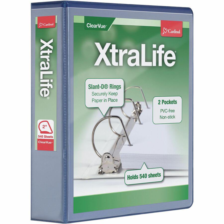 Cardinal Xtralife ClearVue Locking Slant-D Binders - 2" Binder Capacity - Letter - 8 1/2" x 11" Sheet Size - 540 Sheet Capacity - 2 1/2" Spine Width - 3 x D-Ring Fastener(s) - 2 Inside Front & Back Po. Picture 8