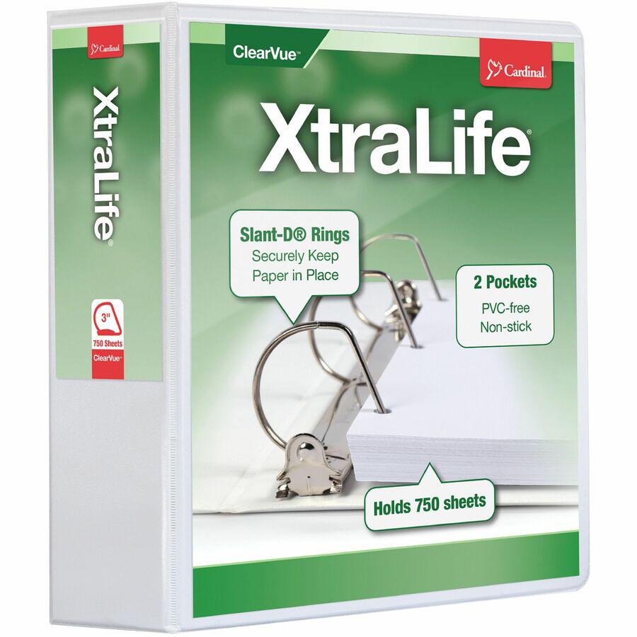 Cardinal Xtralife ClearVue Locking Slant-D Binders - 3" Binder Capacity - Letter - 8 1/2" x 11" Sheet Size - 725 Sheet Capacity - 2 29/32" Spine Width - 3 x D-Ring Fastener(s) - 2 Inside Front & Back . Picture 6
