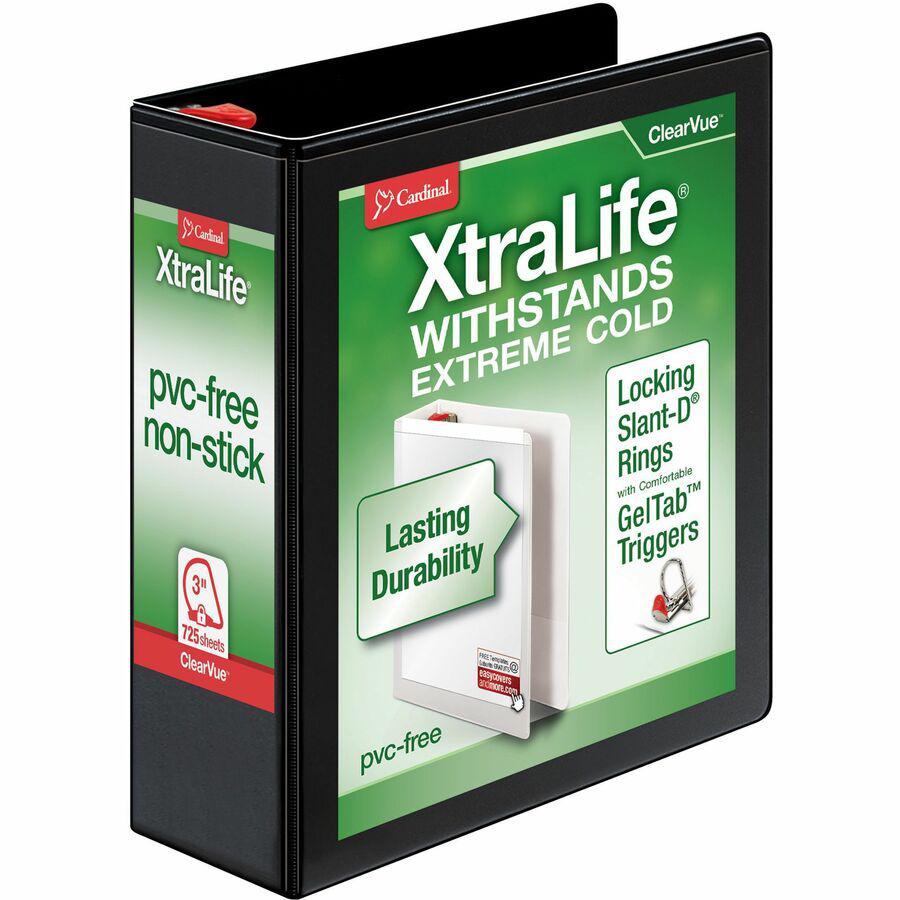 Cardinal Xtralife ClearVue Locking Slant-D Binders - 3" Binder Capacity - Letter - 8 1/2" x 11" Sheet Size - 725 Sheet Capacity - 2 29/32" Spine Width - 3 x D-Ring Fastener(s) - 2 Inside Front & Back . Picture 6