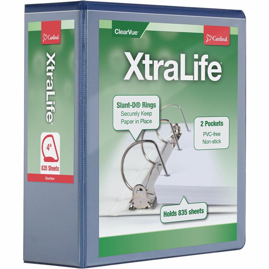 Cardinal Xtralife ClearVue Locking Slant-D Binders - 4" Binder Capacity - Letter - 8 1/2" x 11" Sheet Size - 890 Sheet Capacity - 3 3/5" Spine Width - 3 x D-Ring Fastener(s) - 2 Inside Front & Back Po. Picture 6