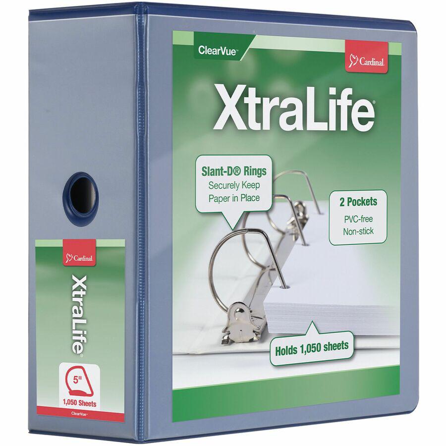 Cardinal Xtralife ClearVue Locking Slant-D Binders - 5" Binder Capacity - Letter - 8 1/2" x 11" Sheet Size - 1100 Sheet Capacity - 4 3/8" Spine Width - 3 x D-Ring Fastener(s) - 2 Inside Front & Back P. Picture 9