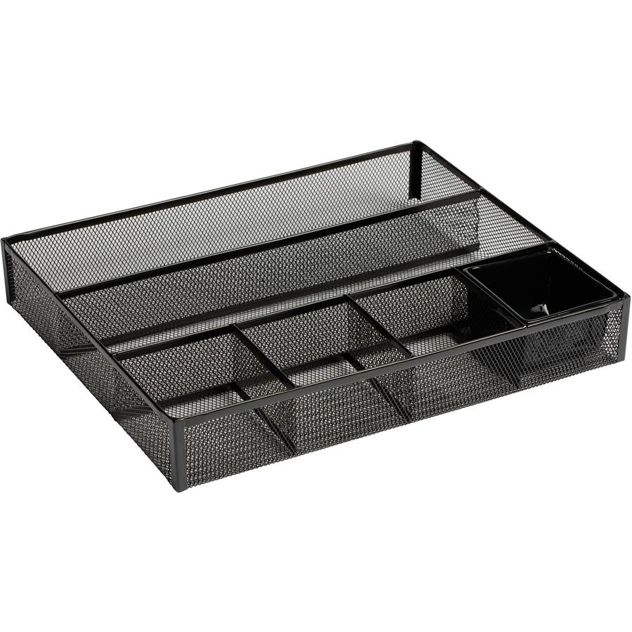 Rolodex Expressions Mesh Deep Drawer Organizer - 6 Compartment(s) - 2.4" Height x 15.2" Width x 11.9" Depth - Black - Steel - 1 Each. Picture 3