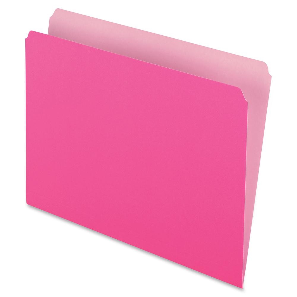 Pendaflex Letter Recycled Top Tab File Folder - 8 1/2" x 11" - 11 pt. - 1 Plys - Pink - 30% Recycled - 100 / Box. Picture 2