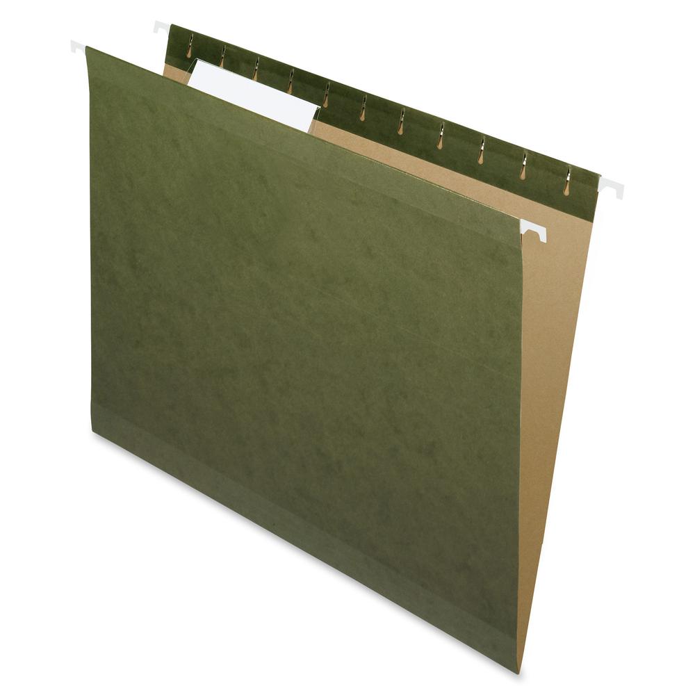 Pendaflex 1/3 Tab Cut Letter Recycled Hanging Folder - 8 1/2" x 11" - Assorted Tab Position - 1 Plys - Standard Green - Reinforced - 10% Recycled - 25 / Box. Picture 2