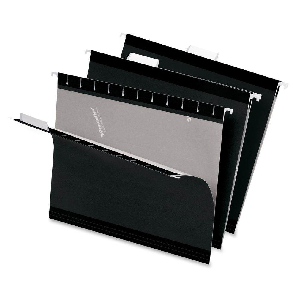 Pendaflex 1/5 Tab Cut Letter Recycled Hanging Folder - 8 1/2" x 11" - Black - Reinforced - 10% Recycled - 25 / Box. Picture 4