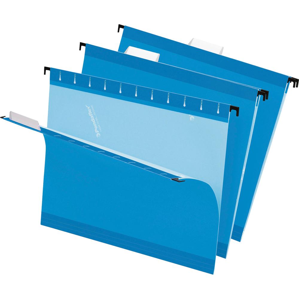 Pendaflex 1/5 Tab Cut Letter Recycled Hanging Folder - 8 1/2" x 11" - Blue - Reinforced - 10% Recycled - 25 / Box. Picture 4