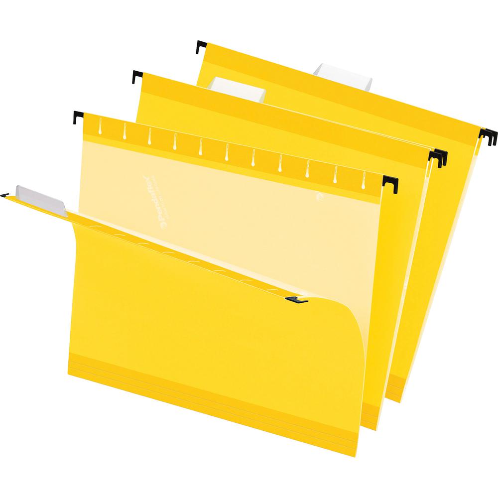 Pendaflex 1/5 Tab Cut Letter Recycled Hanging Folder - 8 1/2" x 11" - Yellow - Reinforced - 10% Recycled - 25 / Box. Picture 4
