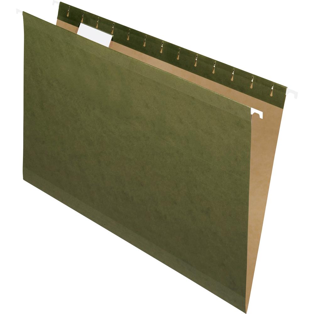 Pendaflex 1/5 Tab Cut Legal Recycled Hanging Folder - 8 1/2" x 14" - Standard Green - Reinforced - 10% Recycled - 25 / Box. Picture 2