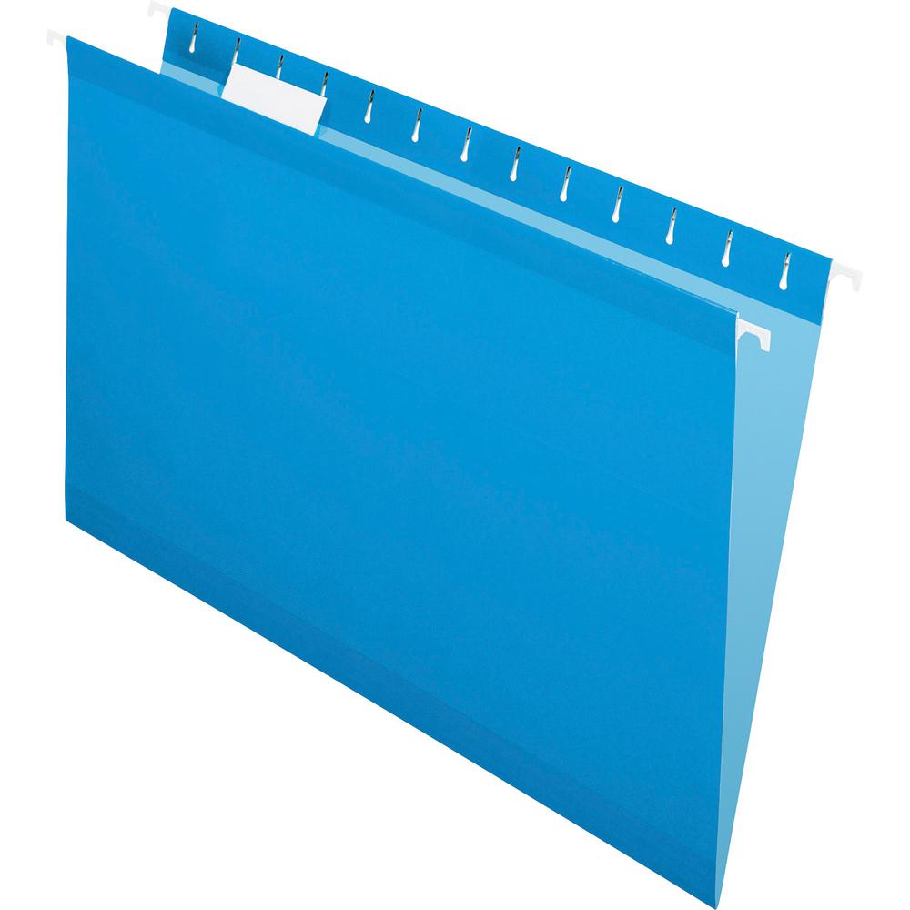 Pendaflex 1/5 Tab Cut Legal Recycled Hanging Folder - 8 1/2" x 14" - Blue - 10% Recycled - 25 / Box. Picture 2