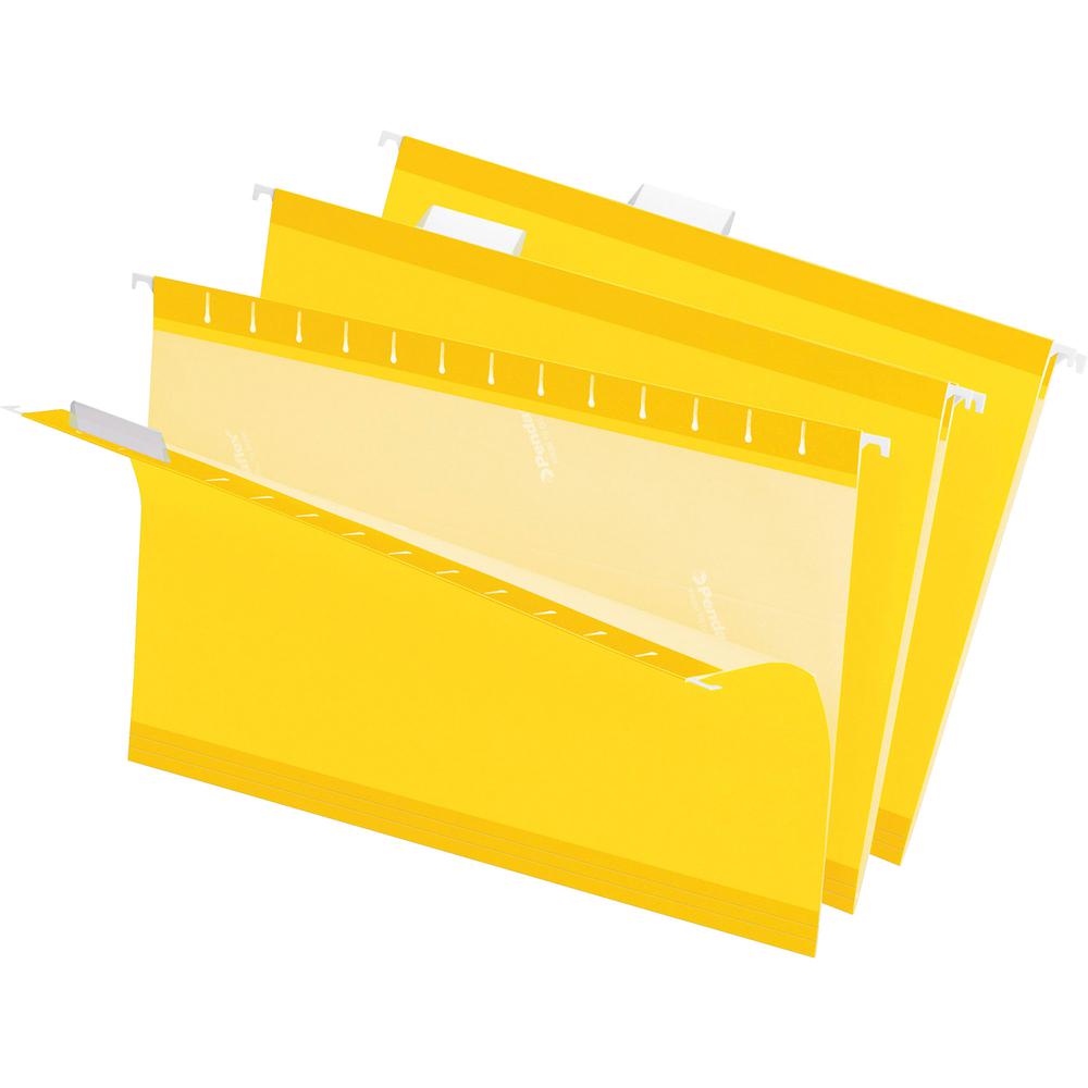 Pendaflex 1/5 Tab Cut Legal Recycled Hanging Folder - 8 1/2" x 14" - Yellow - 10% Recycled - 25 / Box. Picture 2