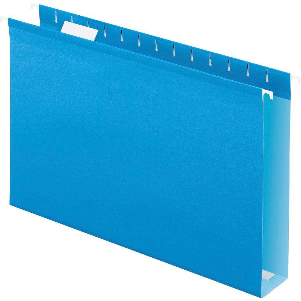 Pendaflex 1/5 Tab Cut Legal Recycled Hanging Folder - 8 1/2" x 14" - 2" Expansion - Pressboard, Poly - Blue - 10% Recycled - 25 / Box. Picture 2