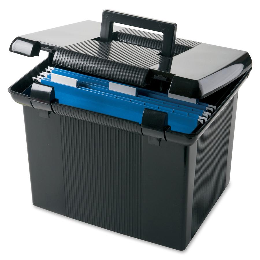 Pendaflex Portafile File Storage Box - External Dimensions: 14" Width x 11.1" Depth x 11" Height - Media Size Supported: Letter - Plastic - Black - For File - 1 Each. Picture 2