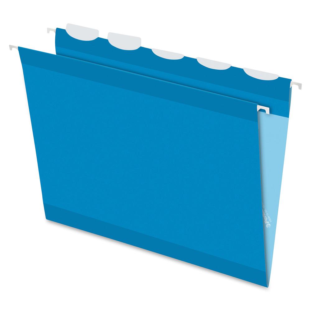 Pendaflex Ready-Tab 1/5 Tab Cut Letter Recycled Hanging Folder - 8 1/2" x 11" - Blue - 10% Recycled - 25 / Box. Picture 2