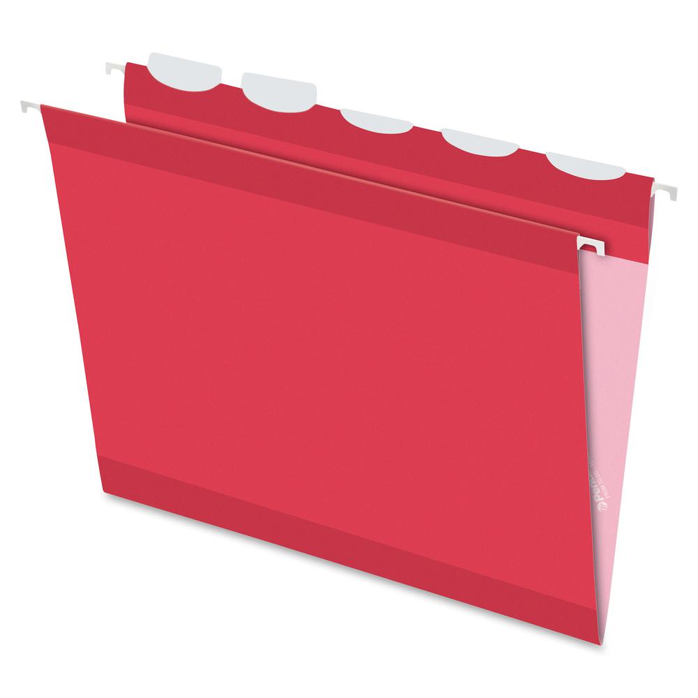 Pendaflex Ready-Tab 1/5 Tab Cut Letter Recycled Hanging Folder - 8 1/2" x 11" - Red - 10% Recycled - 25 / Box. Picture 2