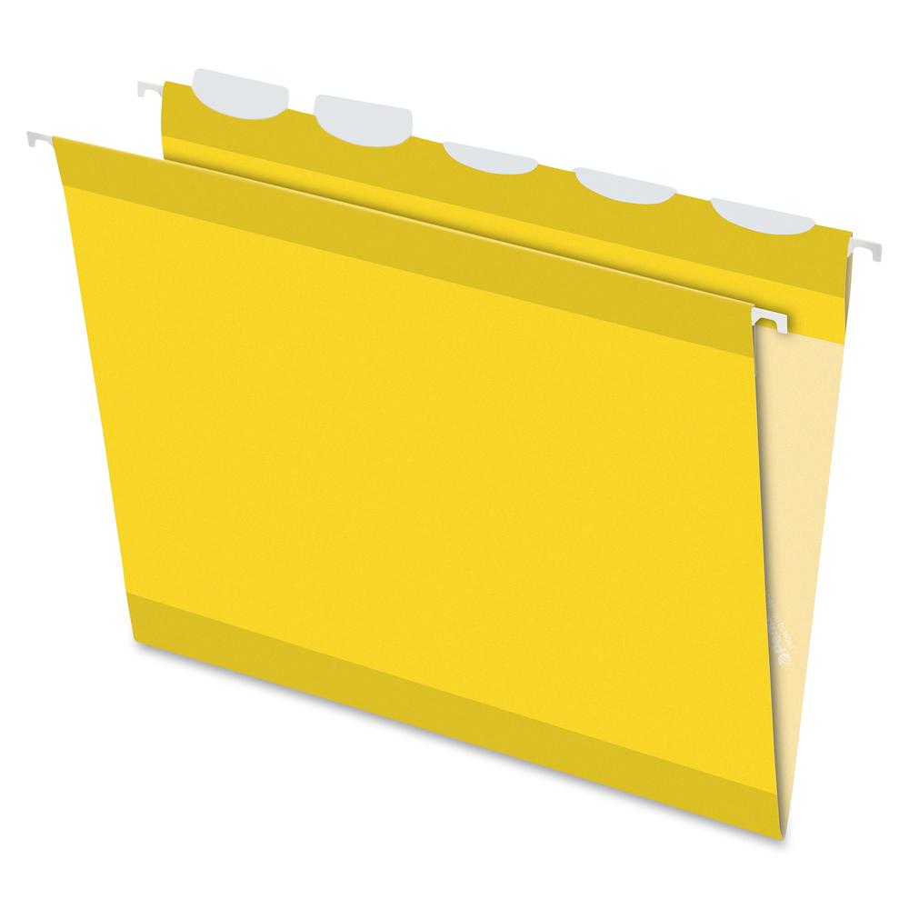 Pendaflex Ready-Tab 1/5 Tab Cut Letter Recycled Hanging Folder - 8 1/2" x 11" - Yellow - 10% Recycled - 25 / Box. Picture 2