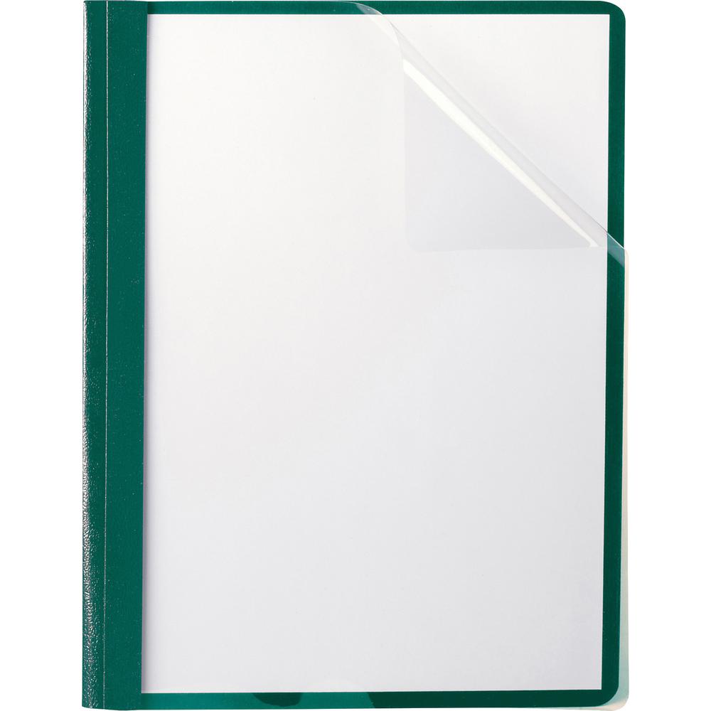 Oxford Letter Recycled Report Cover - 8 1/2" x 11" - 100 Sheet Capacity - 3 x Tang Fastener(s) - 1/2" Fastener Capacity for Folder - Leatherette - Hunter Green - 10% Recycled - 1 / Each. Picture 2