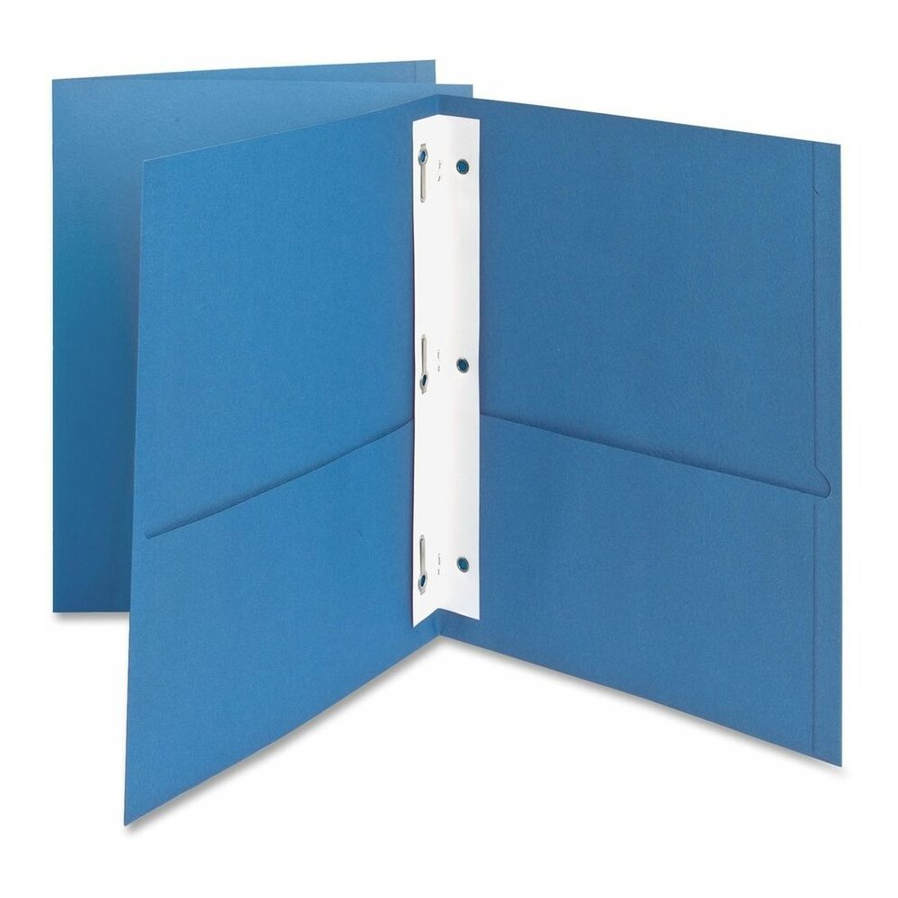 Oxford Letter Yes Pocket Folder - 8 1/2" x 11" - 85 Sheets Capacity - 3 Fastener - 1/2" for Folder - 2 Inside Front & Back Pocket - Leatherette - Light Blue - Tear Resistant, Durable, Punched - 10% Re. Picture 2