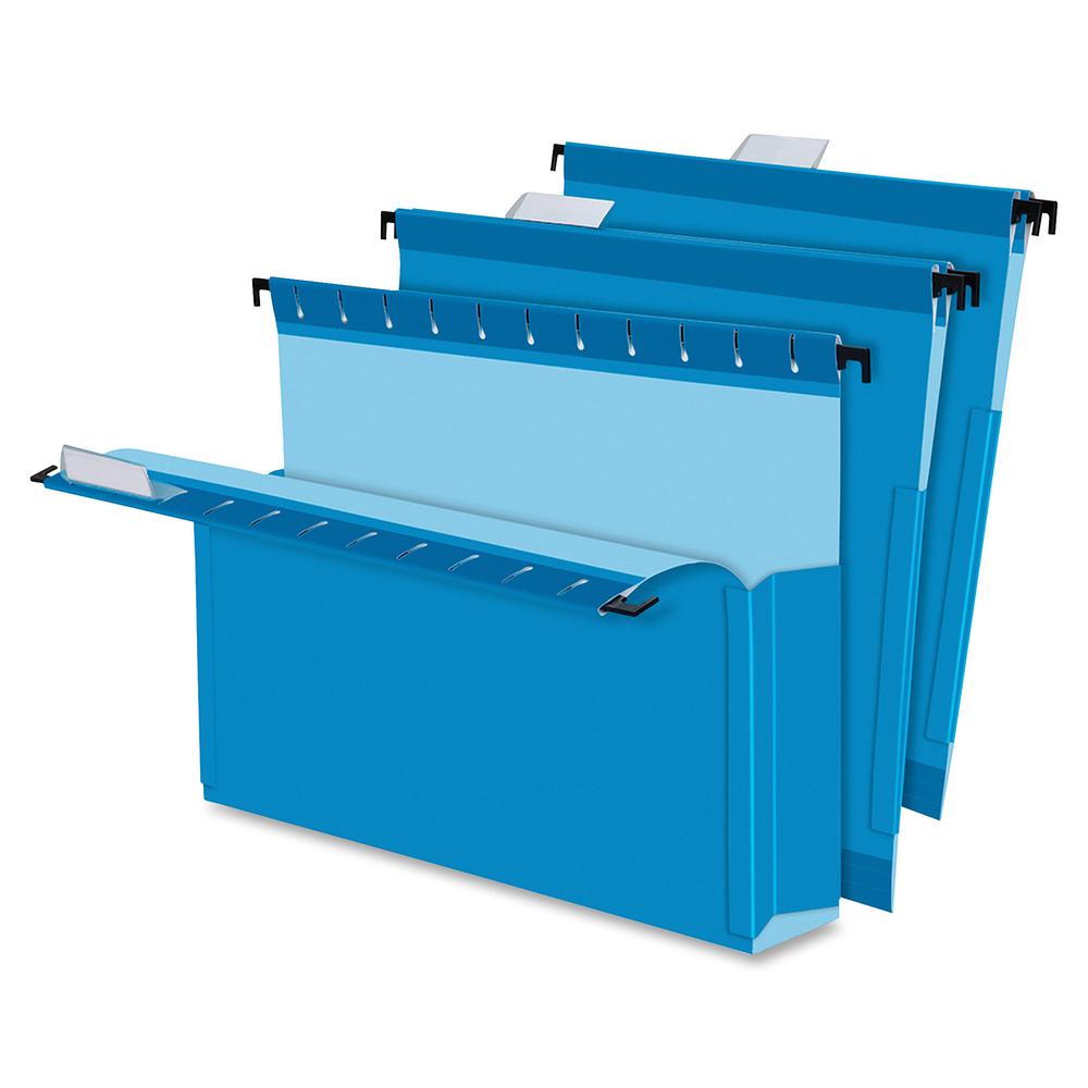Pendaflex SureHook Letter Recycled Hanging Folder - 8 1/2" x 11" - 3" Expansion - Blue - Slip Resistant, Durable - 10% Recycled - 25 / Box. Picture 3