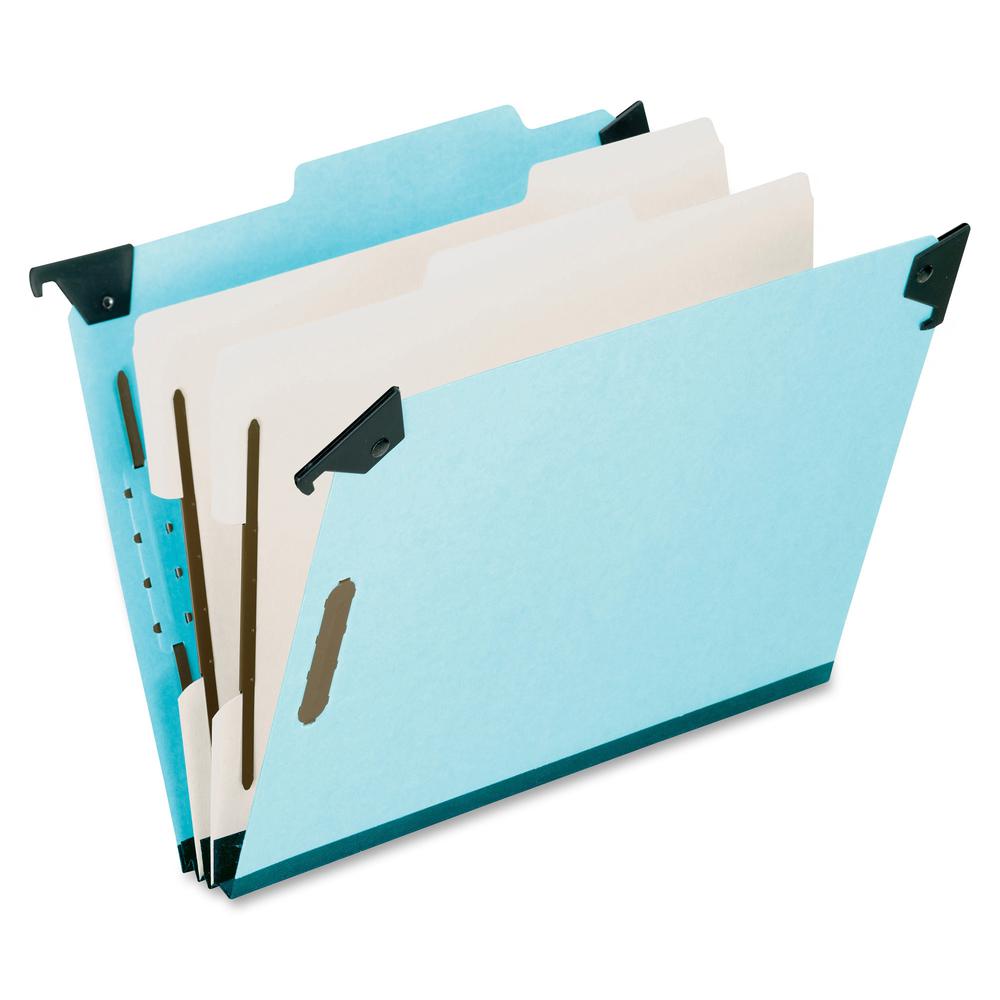 Pendaflex Letter Recycled Classification Folder - 8 1/2" x 11" - 2" Expansion - 2 3/4" for Folder - 2 Divider - 25 pt. - Pressboard, Tyvek - Blue - Tab Divider, Reinforced Gusset, Acid-free, Durable -. Picture 3