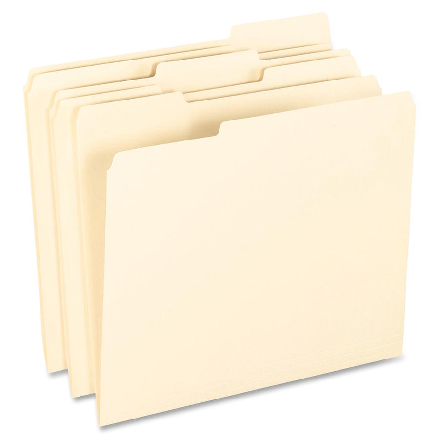 Pendaflex 1/3 Tab Cut Letter Recycled Top Tab File Folder - 8 1/2" x 11" - Top Tab Location - Assorted Position Tab Position - Manila - 10% Recycled - 100 / Box. Picture 4