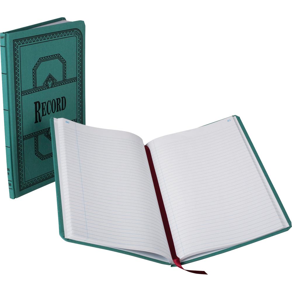 Boorum & Pease Boorum 66 Series Blue Canvas Record Books - 150 Sheet(s) - Thread Sewn - 7.62" x 12.12" Sheet Size - Blue - White Sheet(s) - Blue, Red Print Color - Blue Cover - 1 Each. Picture 2