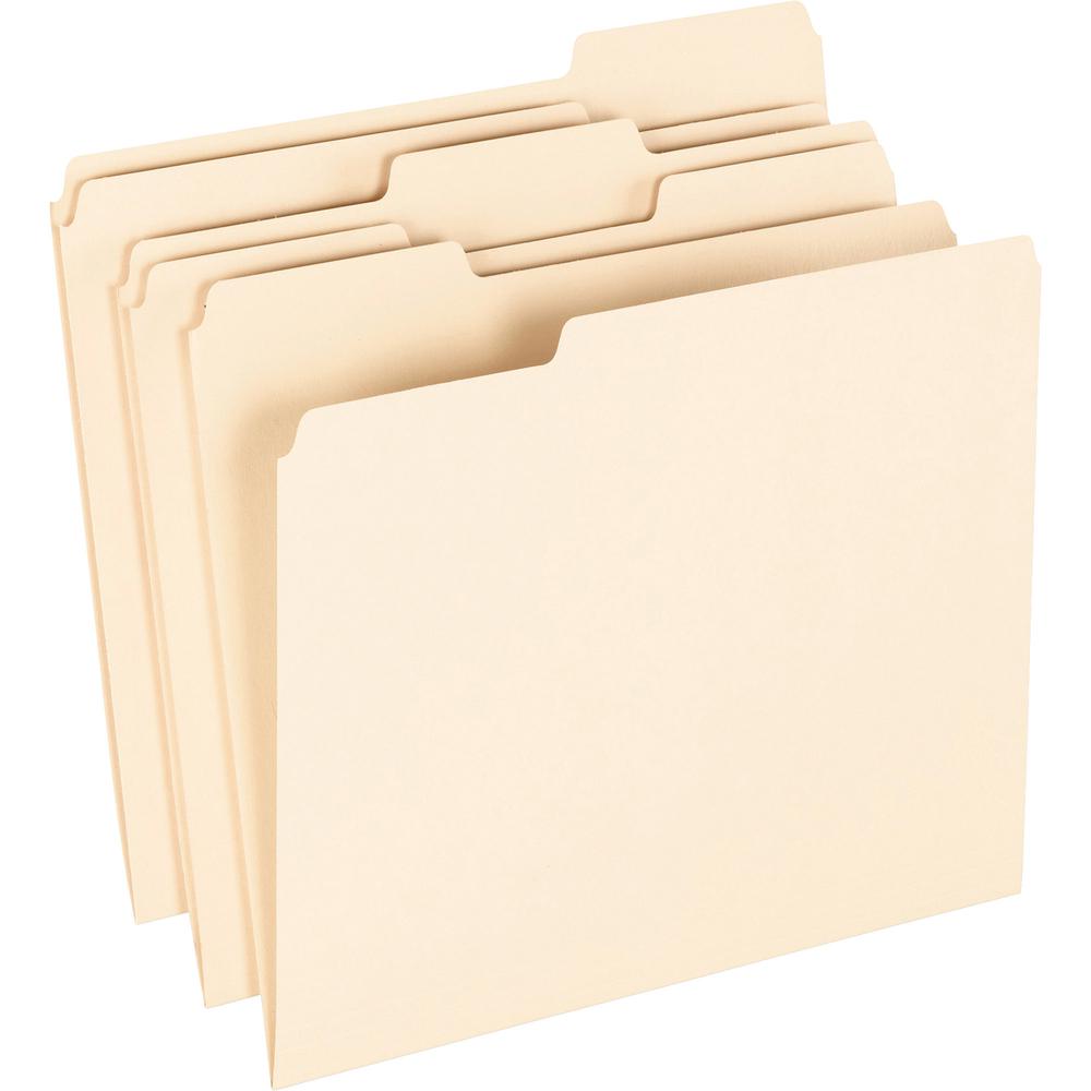 Pendaflex 1/3 Tab Cut Letter Recycled Top Tab File Folder - 8 1/2" x 11" - Top Tab Location - Assorted Tab Position - 11 pt. - Manila - 100% Recycled - 100 / Box. Picture 2
