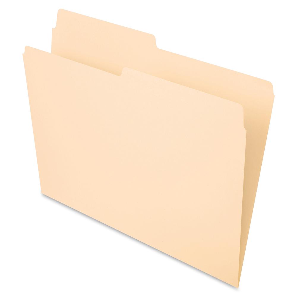 Pendaflex Essentials 1/2 Tab Cut Letter Recycled Top Tab File Folder - 8 1/2" x 11" - 3/4" Expansion - Top Tab Location - Assorted Tab Position - 11 pt. - 1 Plys - Manila Paper - Manila - 10% Recycled. Picture 2