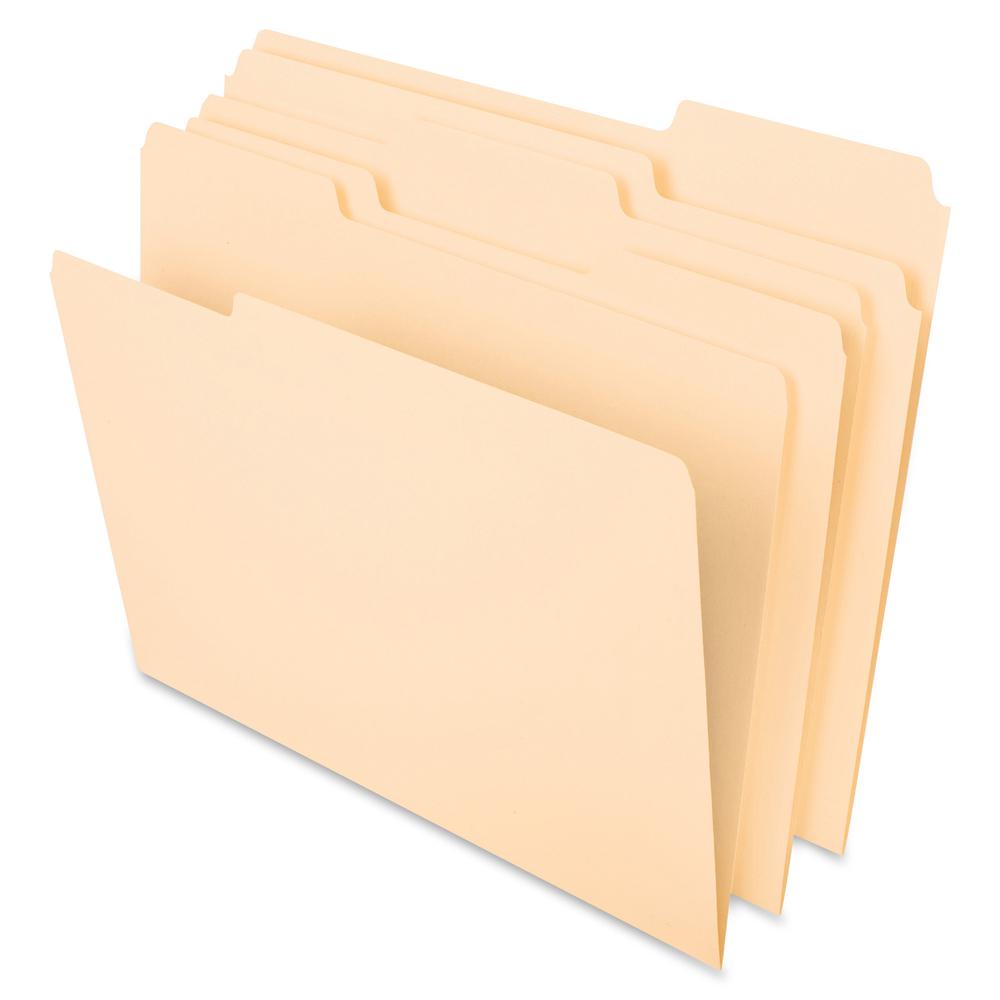 Pendaflex 1/3 Tab Cut Letter Recycled Top Tab File Folder - 8 1/2" x 11" - 3/4" Expansion - Top Tab Location - Assorted Tab Position - 11 pt. - 1 Plys - Manila - Tab - 10% Recycled - 100 / Box. Picture 2