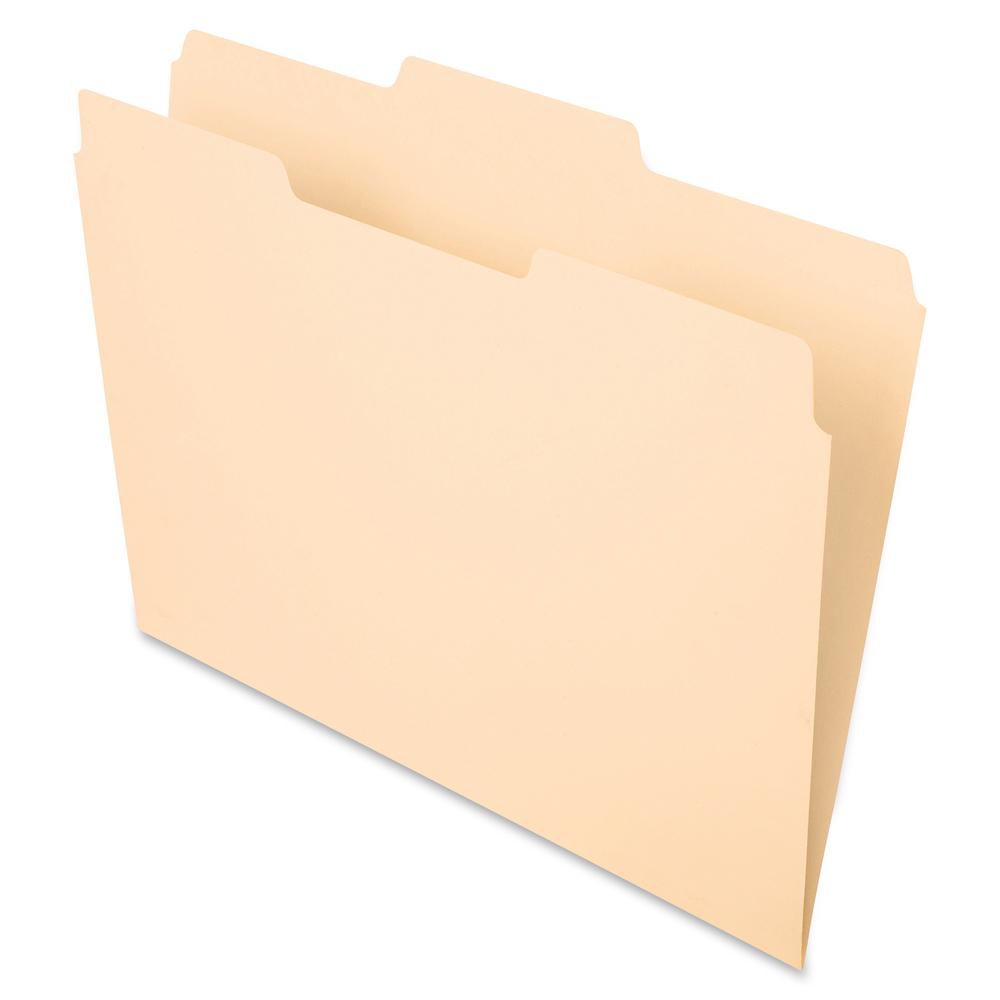 Pendaflex Essentials 1/3 Tab Cut Letter Recycled Top Tab File Folder - 8 1/2" x 11" - 3/4" Expansion - Top Tab Location - Center Tab Position - Manila - Manila - 10% Recycled - 100 / Box. Picture 2