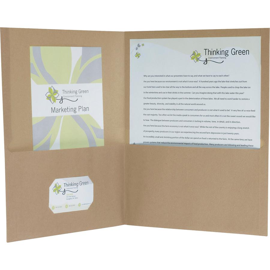 Pendaflex Oxford Letter Recycled Pocket Folder - 8 1/2" x 11" - 100 Sheets Capacity - 2 Pocket - Fiber - Natural - Tear Resistant - 100% Recycled - 25 / Box. Picture 2