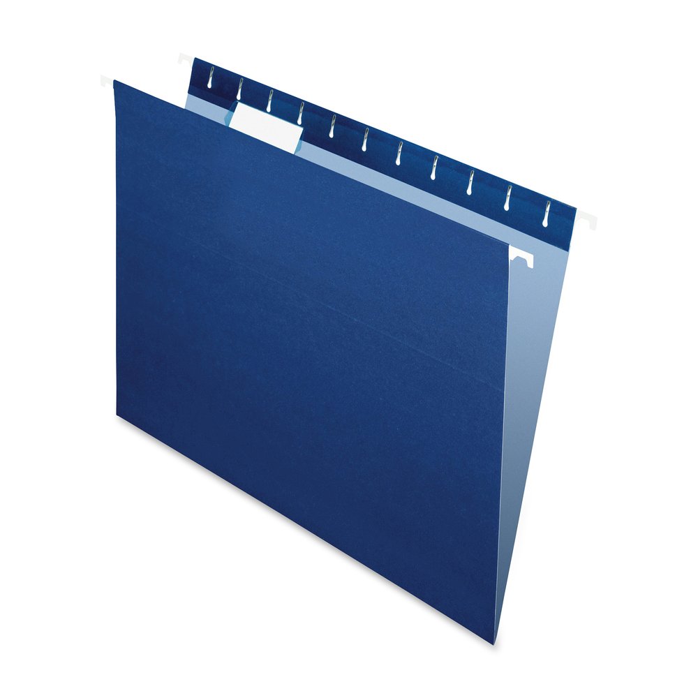 Pendaflex Essentials 1/5 Tab Cut Letter Recycled Hanging Folder - 8 1/2" x 11" - Navy Blue - 100% Recycled - 25 / Box. Picture 2