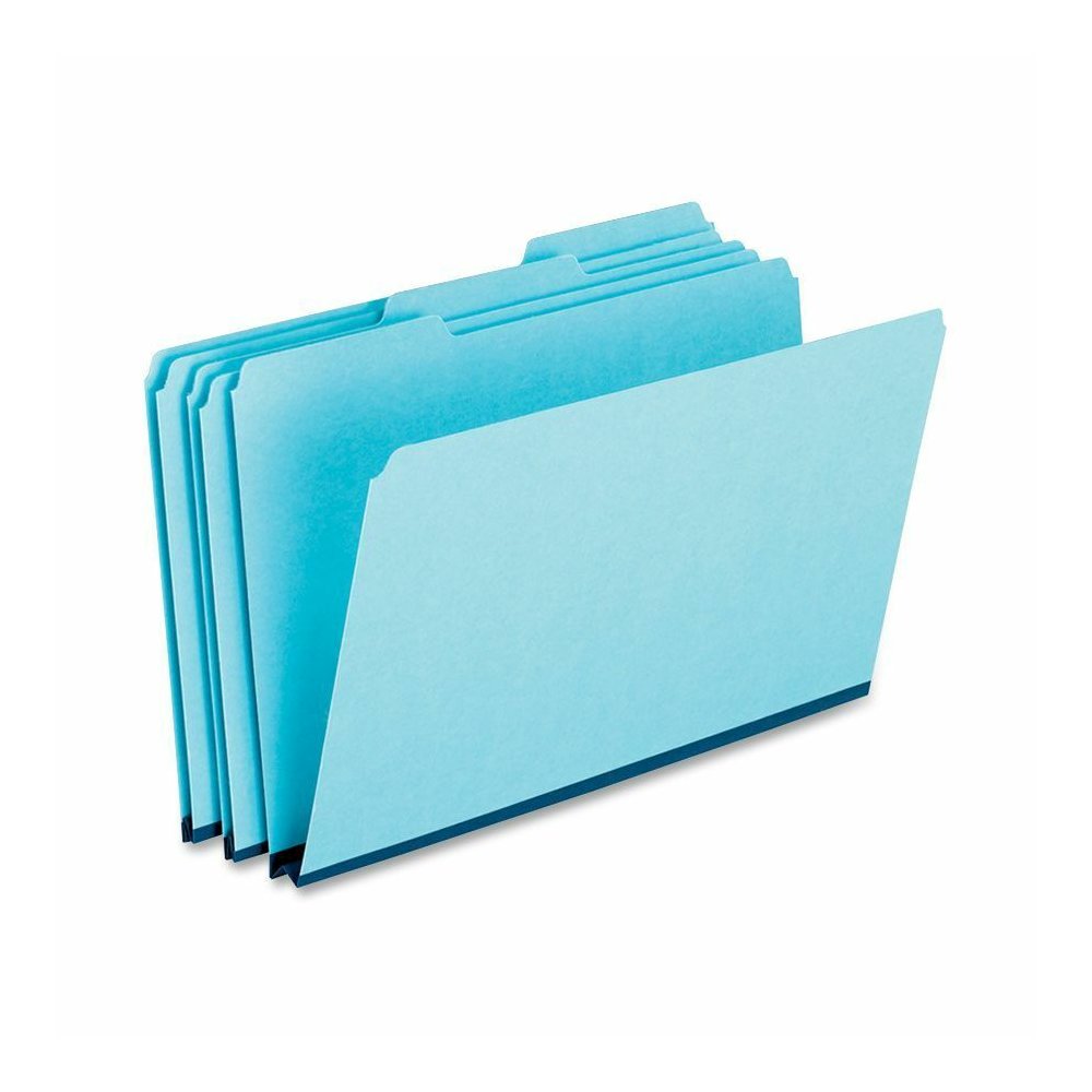 Pendaflex 1/3 Tab Cut Legal Recycled Top Tab File Folder - 8 1/2" x 14" - 1" Expansion - Top Tab Location - Assorted Tab Position - 25 pt. - Pressboard, Tyvek - Blue - Reinforced Gusset, Heavy Duty - . Picture 2