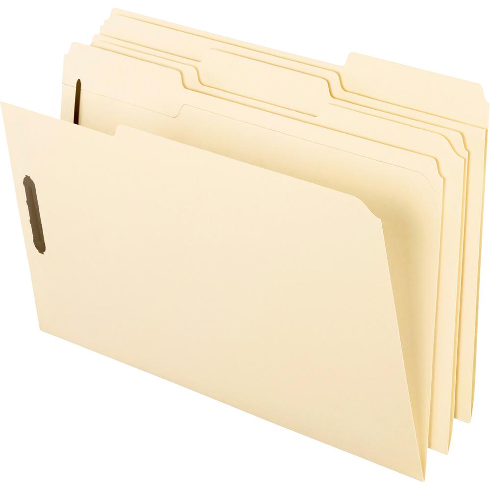 Pendaflex 1/3 Tab Cut Legal Recycled Top Tab File Folder - 8 1/2" x 14" - 2 Fastener - 2" for Folder - Top Tab Location - Assorted Tab Position - 11 pt. - Manila Paper - Manila - Reinforced Tab, Heavy. Picture 2