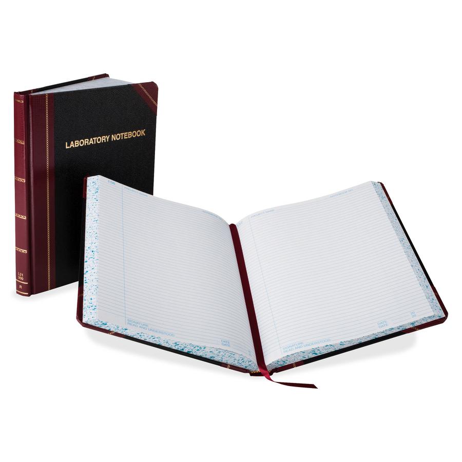 Boorum & Pease Boorum Laboratory Record Notebooks - 300 Sheets - Thread Sewn - 10 3/8" x 8 1/8" - White Paper - Black, Red Cover - Hard Cover, Acid-free, Water Proof, Ribbon Marker, Table of Contents . Picture 2