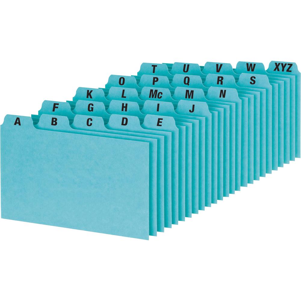 Oxford A-Z Tabs Index Card Guides - Printed Tab(s) - Character - A-Z - 9" Divider Width x 6" Divider Length - Blue Pressboard Divider - Heavyweight - 25 / Set. Picture 2