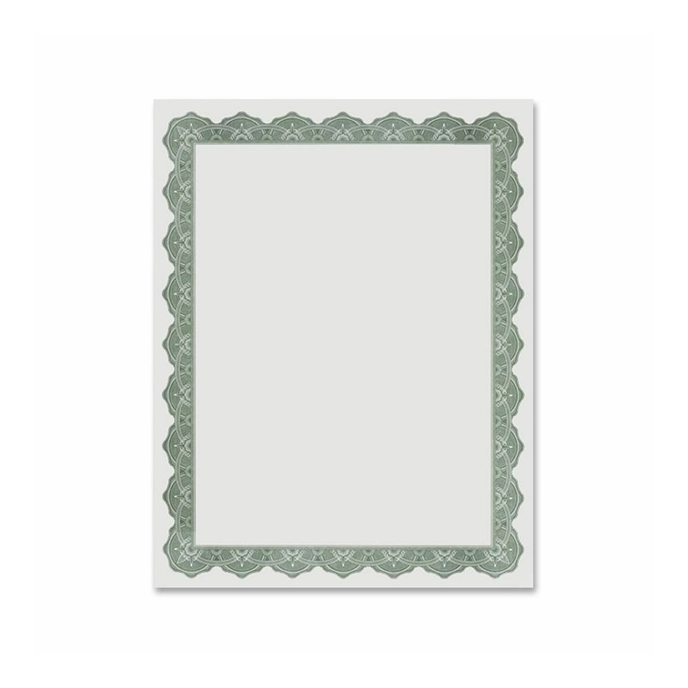 Geographics Blank Award Parchment Certificates - 24 lb Basis Weight - 8.5" Width x 11" Length - Inkjet, Laser Compatible - Green with Green Border - Parchment Paper - 25 / Pack. Picture 2