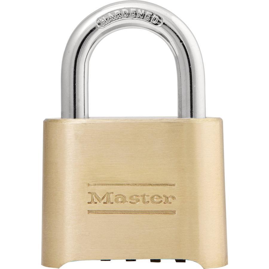 Master Lock Resettable Combination Lock - 4 Digit - 0.31" Shackle Diameter - Brass - Brass - 1 Each. Picture 2