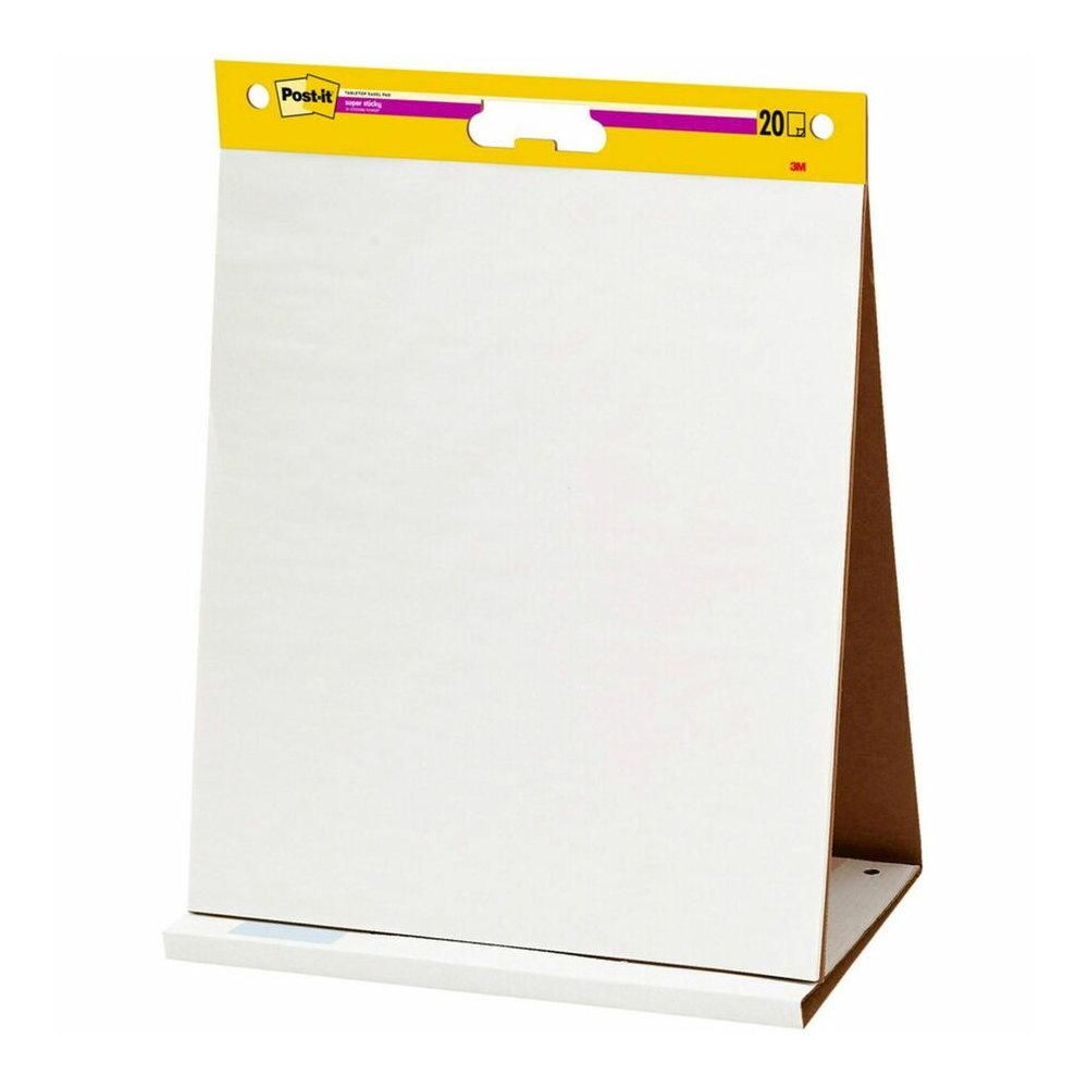 Post-it&reg; Tabletop Easel Pads - 20 Sheets - Plain - Stapled - 18.50 lb Basis Weight - 20" x 23" Sheet Size - White Paper - Cardboard Cover - Resist Bleed-through, Self-adhesive, Perforated, Built-i. Picture 4