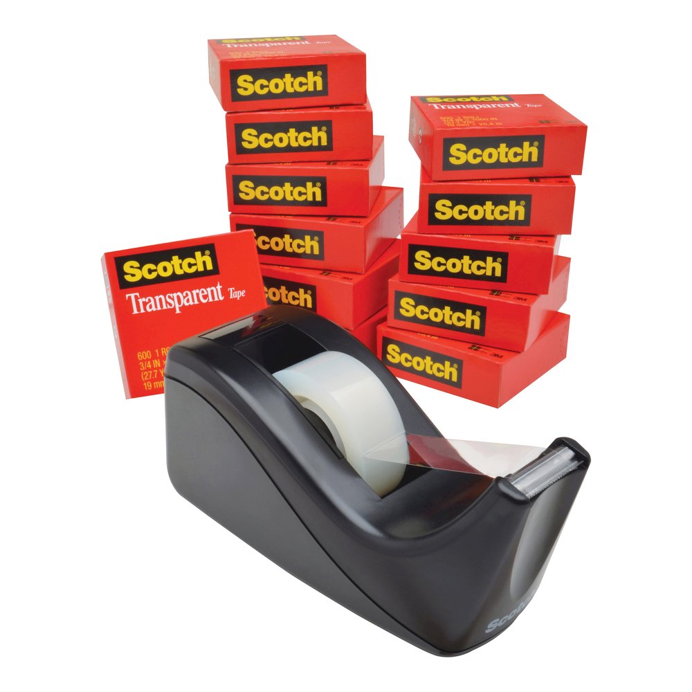 Scotch Transparent Tape and Scotch C60 Dispenser - 27.78 yd Length x 0.75" Width - 1" Core - Clear - Dispenser Included - Desktop Dispenser - Moisture Resistant, Stain Resistant, Long Lasting - For Mu. Picture 5