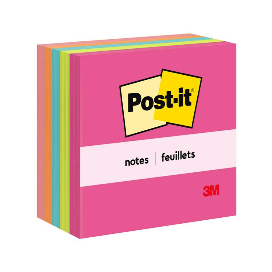 Post-it&reg; Notes - Poptimistic Color Collection - 500 - 3" Flag/Note Width x 3" Flag/Note Length - Square - 100 Sheets per Pad - Unruled - Power Pink, Acid Lime, Aqua Splash, Vital Orange, Guava - P. Picture 5