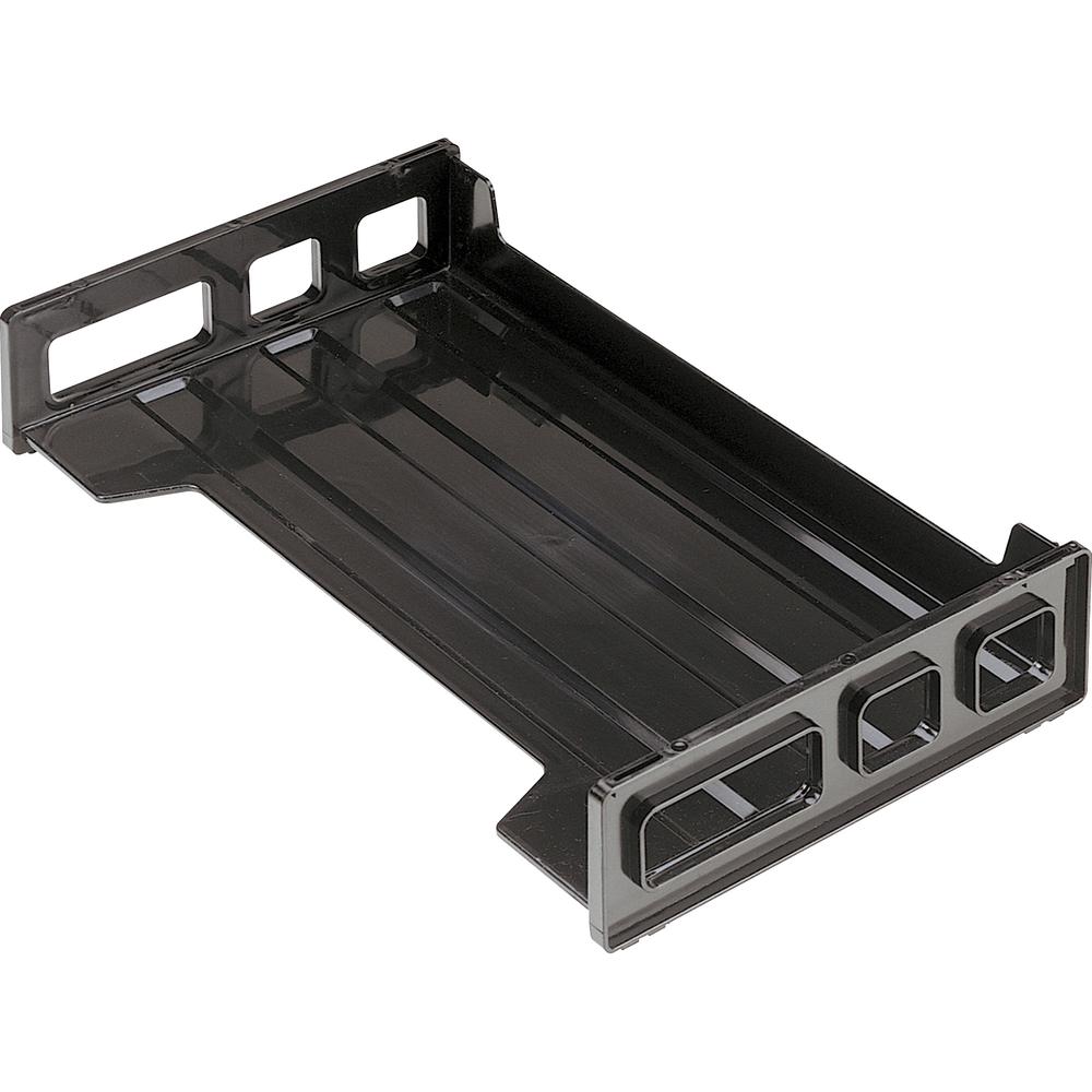 Officemate Side-Loading Desk Tray, Legal - 2.8" Height x 16.3" Width x 9" DepthDesktop - Stackable, Durable, Non-stick, Carrying Handle, Portable - Black - Plastic - 1 Each. Picture 3