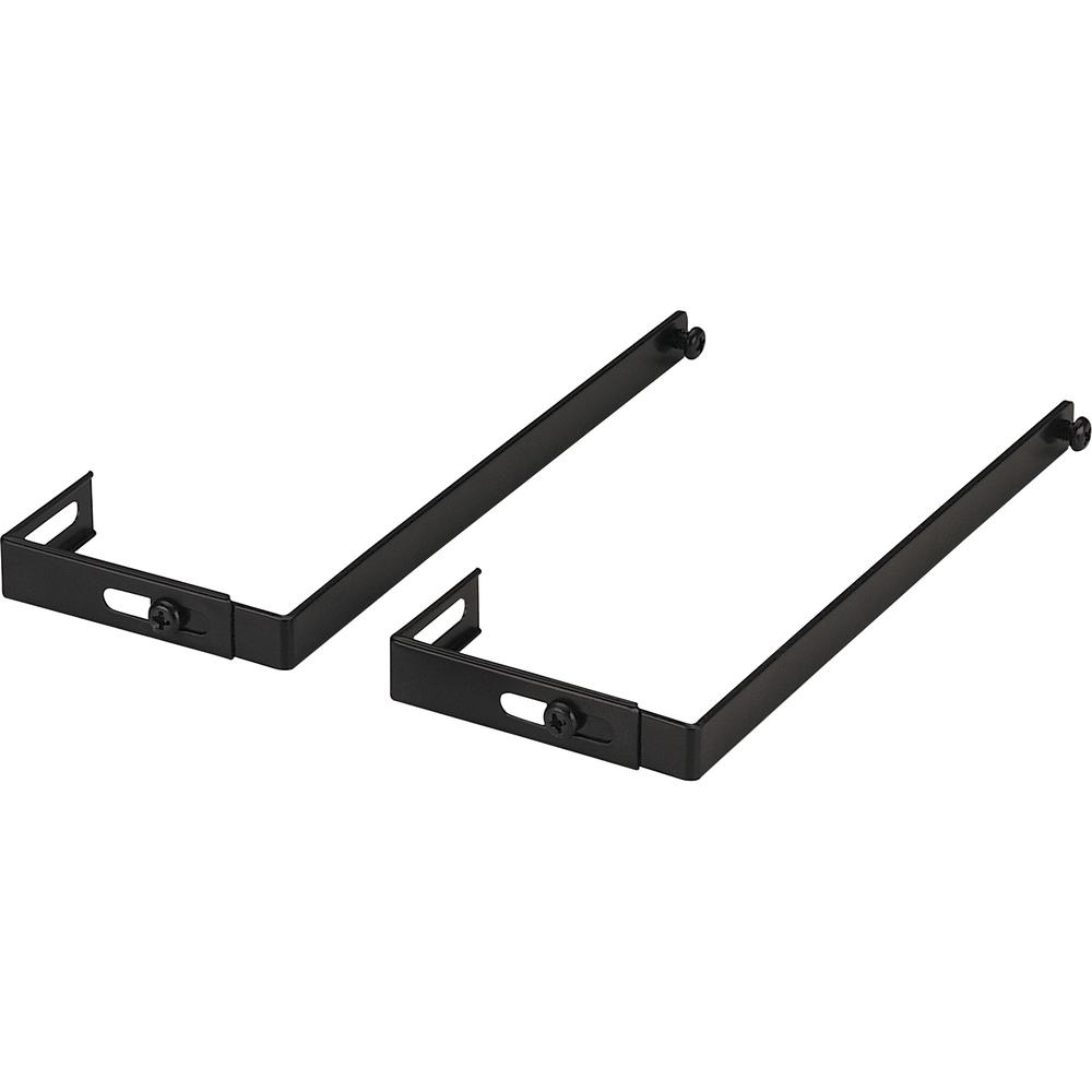 Officemate Adjustable Partition Hangers, Metal, 2PK - 7" Length - Metal - Black - 2 / Pair. Picture 2