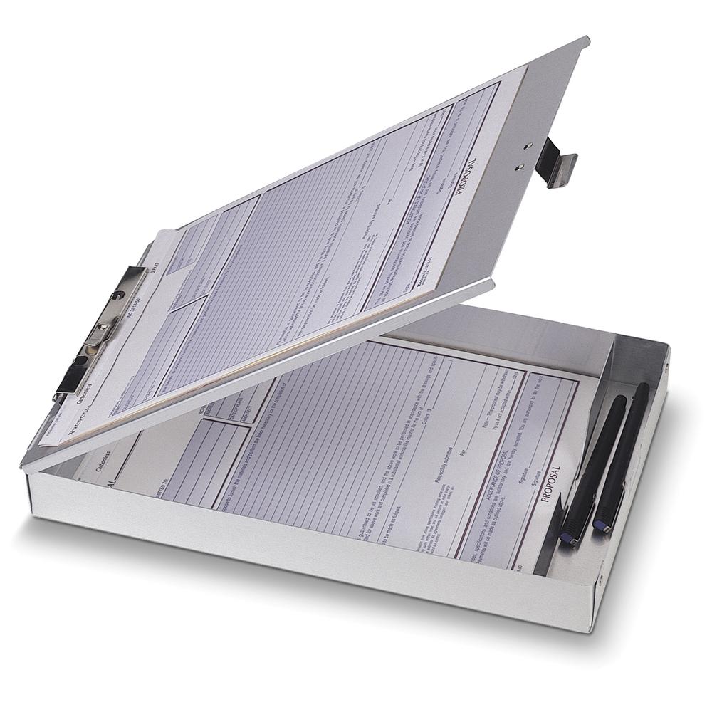 Officemate Aluminum Storage Form Holder - 1" Clip Capacity - Storage for Stationary - 8 1/2" x 12" - Aluminum - 1 Each. Picture 2