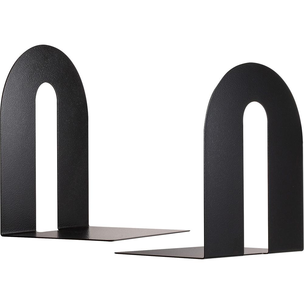 Officemate Heavy-Duty Bookends - 10" Height, Desktop - Non-skid Base, Chip Resistant, Non-slip, Scratch Resistant - Enamel - Black - Steel - 2 / Pair. Picture 3