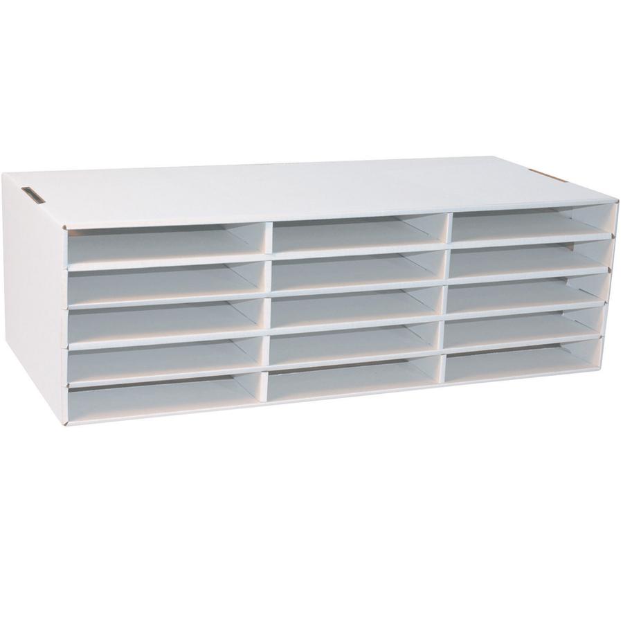 Classroom Keepers 9" x 12" Construction Paper Storage - 15 Compartment(s) - Compartment Size 1.50" x 10" x 12.50" - 9.4" Height x 29.3" Width x 12.9" DepthDesktop - 70% Recycled - White - Corrugated C. Picture 3