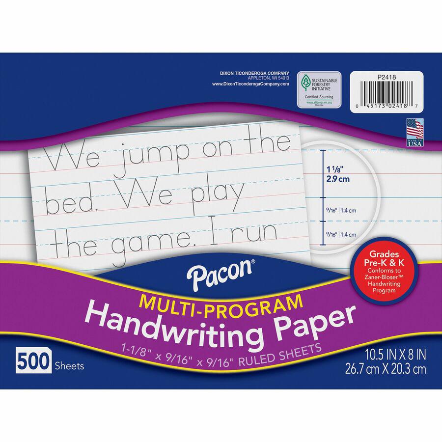 Pacon Multi-Program Handwriting Papers - 500 Sheets - 1.13" Ruled - Unruled Margin - 10 1/2" x 8" - White Paper - 500 / Ream. Picture 2