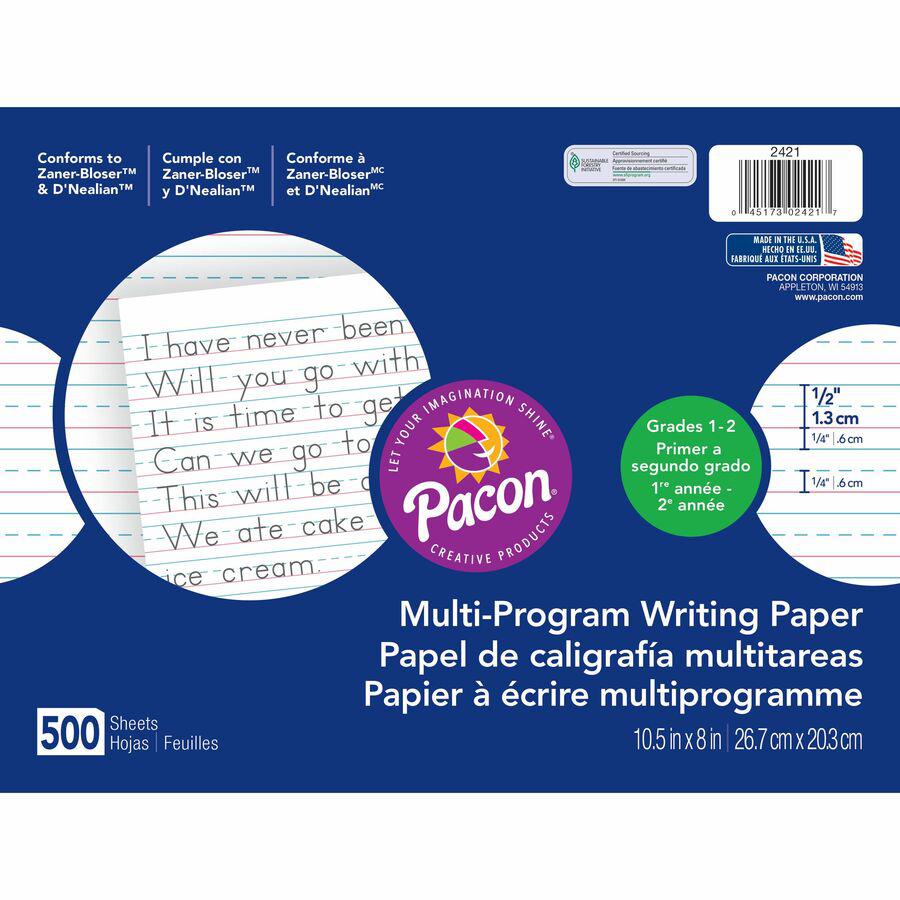 Pacon Multi-Program Handwriting Papers - 500 Sheets - 0.50" Ruled - Unruled Margin - 10 1/2" x 8" - White Paper - Hard Cover - 500 / Ream. Picture 2