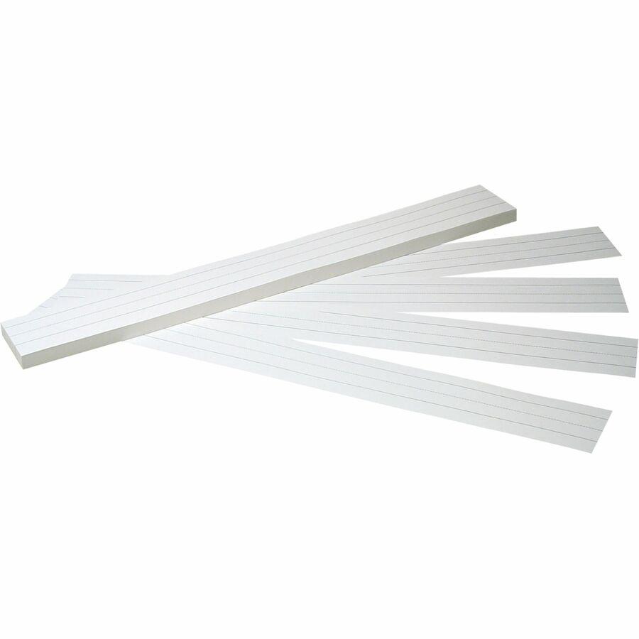 Pacon&reg; Sentence Strips - 3"H x 24"W - Dual-Sided - 1.5" Rule/Single Line Rule - 100 Strips/Pack - White. Picture 2
