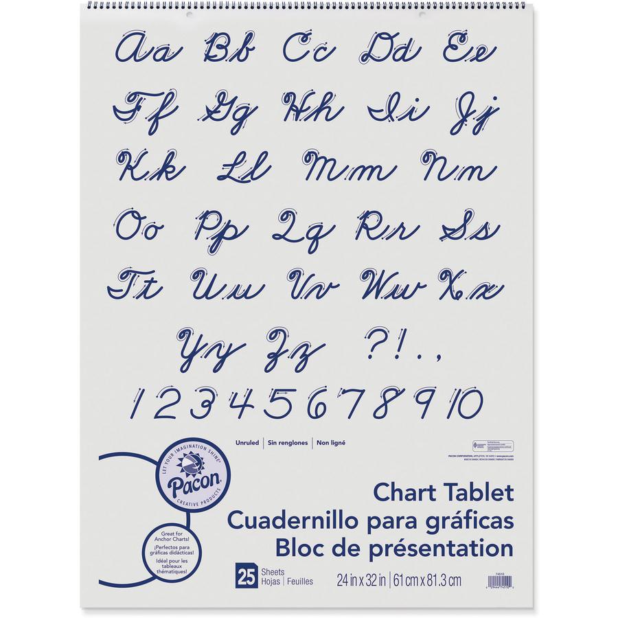 Pacon Unruled Chart Tablet - 25 Sheets - Plain - Spiral Bound - Unruled - 24" x 32" - White Paper - Stiff Cover - Sturdy Back, Recyclable - 1 Each. Picture 2